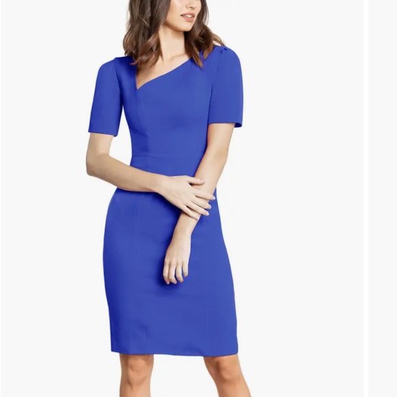 NWOT Dress The Population | Ruth Asymmetric Neck Midi Dress - Picture 1 of 7